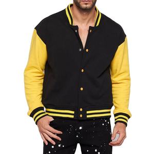 Custom 2025 Men's Baseball Varsity Jackets Winter Warm Long Sleeves <b>Yellow</b> Color Leather Sleeves Canvas Fabric Printed Design - Product Image 2