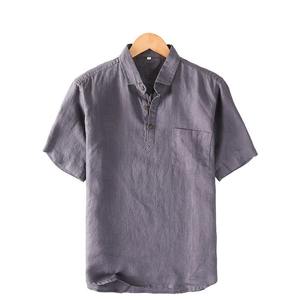 Camisa Casual Azul de Moda, Estilo Inglés, Cuello Alto, Camiseta Polo a Cuadros de Manga Larga para Hombre - Product Image 1