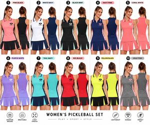 Ensemble de vêtements de sport pour femmes personnalisé, polo sans manches, jupe plissée, vêtements de pickleball et de tennis, séchage rapide, fabricant - Product Image 2