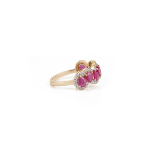 Proveedor de Fábrica, Pedido al por Mayor, Anillo de Media Eternidad en Oro Amarillo K14 con Rubí y Diamantes Genuinos, Forma de Ola, Joyería de Piedra de Nacimiento de Julio - Product Image 5