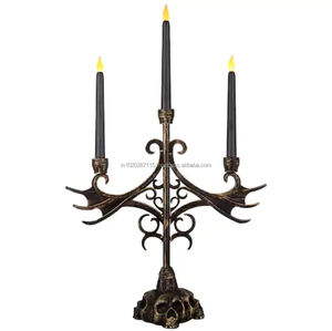 <b>Black</b> <b>polished</b> metal candelabra for home decor centerpiece and romantic dinner candlelight with classic design appeal - Product Image 4