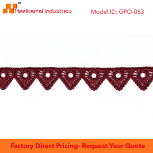 Encaje Guipur Geométrico Borgoña de 15 mm, Personalizable, OEM Disponible, Embalaje de 20 Metros para Boutiques, Disfraces, Floristería, Venta al por Mayor - Product Image 6