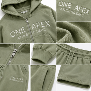 เสื้อฮู้ดซิปสีเขียวเซจ ONE APEX และกางเกงวอร์มขายาวทรงหลวมสำหรับผู้หญิง ทรงปกติ สไตล์ไฮสตรีท แห้งเร็ว ผ้าฝ้ายเฟรนช์เทอร์รี่สำหรับฤดูหนาว - Product Image 4