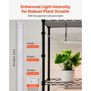 Lampada LED per Coltivazione Indoor a Spettro Completo 90W 3 Colori, Espositore a 4 Livelli per Piante da Interno con Ruote, Vasi Intelligenti - Product Image 3