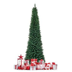 Albero di Natale Artificiale Sottile da 2,1 m con 700 Rami Realistici in PVC, Finitura Effetto Neve, Design Salvaspazio per Angoli Ristretti - Product Image 3