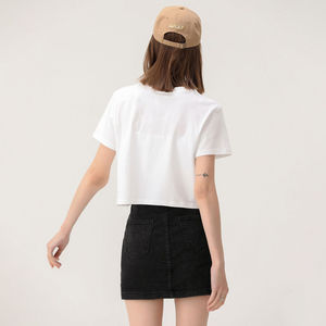 T-shirt décontracté noir pour femme, col rond, manches courtes, 100 % coton jersey respirant, idéal printemps-été - Product Image 4
