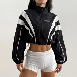 Chaquetas deportivas para mujer, estilo casual, para correr, yoga, gimnasio, tenis, golf, otoño/invierno, con media cremallera, manga larga, estilo corto. - Product Image 6