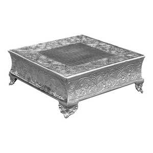 Soporte redondo de aluminio en relieve para pastel, acabado en oro, soporte decorativo para pastel de fiesta de boda, el último acabado Dorado de la mejor calidad superior - Product Image 6