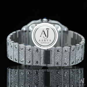 Montre mécanique de luxe Aarva Jewels Hip Hop Iced Out avec cadran carré, aiguilles, boîtier en acier inoxydable, fermoir papillon et verre - Product Image 3