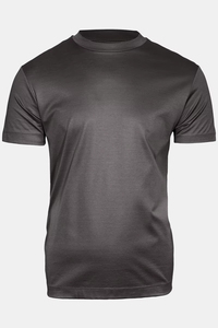 T-shirt personnalisé pour homme, col rond, coupe classique, gris uni, style décontracté, bordure contrastée, 100% coton biologique, 320g, logo sur le devant - Product Image 4