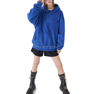 Sudadera con capucha informal de alta calidad para mujer, logotipo personalizado, jersey de lana Polar grueso, cuello con capucha holgado, botones de último diseño - Product Image 6