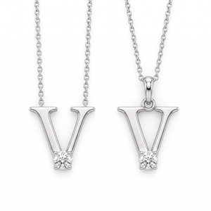 Pendentif tendance en or 18 carats plaqué or avec diamant en forme de V, diamants ronds brillants de laboratoire, bijoux de luxe, cadeau pour un usage quotidien - Product Image 4