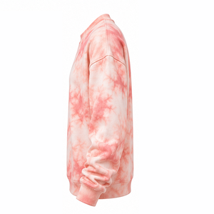 Sweat-shirt en coton bouclé à col rond avec bord côtelé, motif tie-dye marbré, fabrication OEM, vêtements confortables et décontractés - Product Image 3