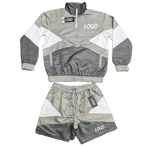 Men Custom Nylon Windbreaker Tracksuit OEM ODM Plus Size <b>Zip</b> Polyester Sportswear Manufacturer Custom Color Logo Patchwork - Product Image 1