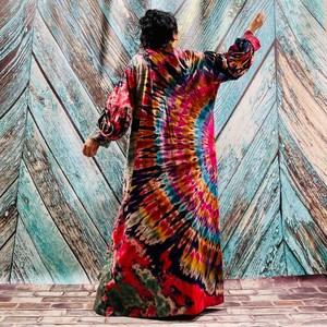 Robe kimono pour femme, taille unique, dernier design, avec ceinture, design tie-dye fait main, tissu 100% polyester, 1 pièce - Product Image 6