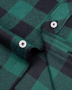 Chemise décontractée à manches longues pour homme, à carreaux verts, boutonnée, 100% coton flanelle, pour l'automne, col rabattu, longueur intégrale - Product Image 4