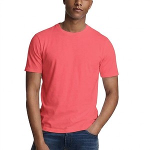 Camiseta de Hombre de Alta Calidad, Color Rosa Coral, Lisa, 100% Algodón, Cuello Redondo, Manga Corta, Corte Regular, Informal, Básica, para Verano - Product Image 1