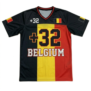 Camiseta de Fútbol de Bélgica Unisex Blanca y Azul, 100% Poliéster, Malla Transpirable, Manga Corta, Cuello en V, para Verano - Product Image 3
