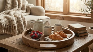 Handmade Commercial Grade Eco-Friendly Multifunctional Wood <b>Serving</b> <b>Tray</b> Farmhouse Style Rustic Polished Platter Catering - Product Image 4