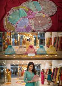 Sac en tissu organza Thalposh Thalcover, sac cadeau simple, pour l'inauguration de la maison, Diwali, mariage, souvenir, couverture de thali pour pooja, cadeau de festival - Product Image 3