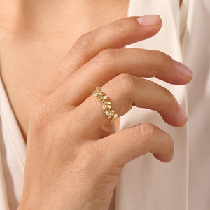 แหวนเพชรทรงกลมแบบขายส่ง ทองคำแท้ 14K 18K ลายดอกไม้แบบปม สำหรับผู้หญิง สาวๆ ใส่ไปงานปาร์ตี้ งานหมั้น - Product Image 3