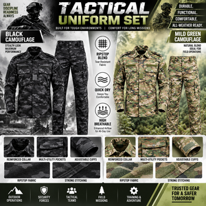 Fabricant d'uniformes tactiques de camouflage, d'entraînement sur le terrain, pour pompiers, agents de sécurité, uniformes tactiques marins, 65:35 polyester: coton, sur mesure - Product Image 3