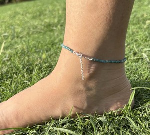Tobillera de Apatita Azul Natural de Lujo con Cuentas, Plata de Ley 925, Ajustable, con Piedras Preciosas, Joyería DIY, Regalo Unisex - Product Image 1