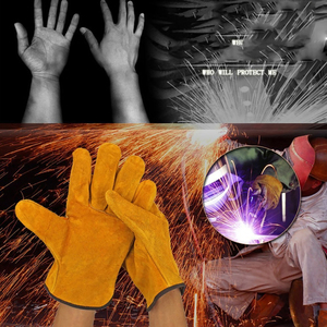 Best Seller Abrasion-Resistant Hand Protection for Heavy Labor General Maintenance Classic Quality Yellow Leather Work <b>Gloves</b> - Product Image 5
