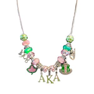 Collar con Colgante de Cuentas Colorido para Mujer, Joyería de Moda, Accesorio de Regalo, Elegante y Casual, Verde y Rosa - Product Image 1