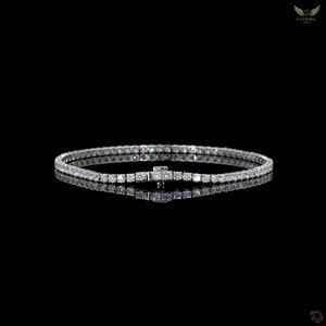 Bracelet tennis en or blanc 9 carats avec diamants de laboratoire taille ronde classique, bracelet tennis éternité de luxe, bijoux fins - Product Image 2