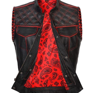 Gilet de motard vintage en cuir véritable robuste pour homme, respirant, coupe-vent, imperméable, offrant une construction solide - Product Image 6