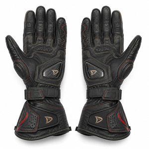 Gants de course moto de qualité supérieure en cuir noir respirant avec fermeture auto-agrippante pour motocross - Product Image 2