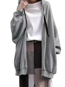 Sweat-shirt à capuche zippé long pour femmes grandes tailles, 100% coton, imperméable, décontracté, pour l'extérieur, fabriqué au Bangladesh - Product Image 4