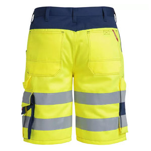 High Visibility Outdoor Construction Safety Shorts 100% Cotton Worker Safety <b>Working</b> <b>Cargo</b> Short <b>Pants</b> With Reflective Tape - Product Image 6