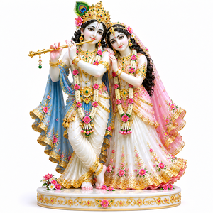 Fabricante de Ídolos de Mármol Tradicionales Personalizados, Estatua de Dios de Mármol Blanco Hecha a Mano, Murti de Diosa Hindú Personalizada, Decoración de Templo Radha - Product Image 1