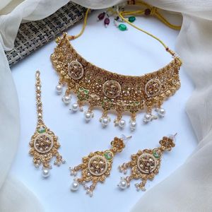Delicate Wholesale Indian Traditional Bridal Engagement Wedding Luxury Navratna Kundan <b>Necklace</b> Earring <b>Set</b> Artificial Jewellery - Product Image 2