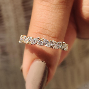 Fancy Lab Diamond Half Eternity <b>Ring</b> Weeding Engagement <b>Stacking</b> Band 14k Solid Gold at Affordable Rate Cluster Design Trendy - Product Image 1