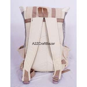 Sac à dos artisanal unisexe de taille moyenne en toile 100% coton, léger, vintage, 20L, avec fermeture à glissière et boucle, logo artisanal, pour les voyages - Product Image 4