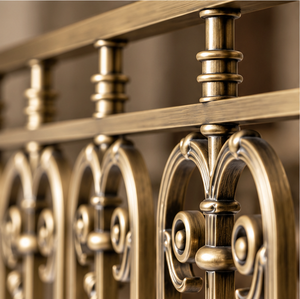 Luxury Bronze Ornamental Metal <b>Stair</b> <b>Railing</b> with Oval Scrollwork Balusters for Villas Hotels and Grand Interiors - Product Image 2