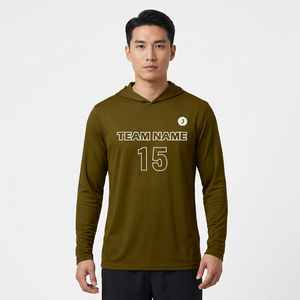 Camiseta de Baloncesto de Manga Larga Verde Oliva – Sudadera con Capucha Personalizada con Nombre y Número del Equipo - Product Image 1