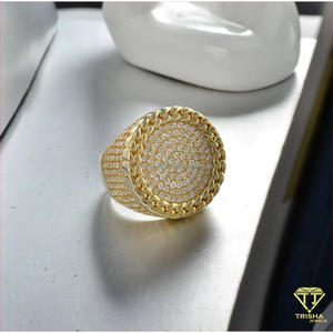 Anillo redondo para hombre de plata 925 con diamante cultivado en laboratorio y borde texturizado tipo cuerda para revendedores mayoristas. - Product Image 4