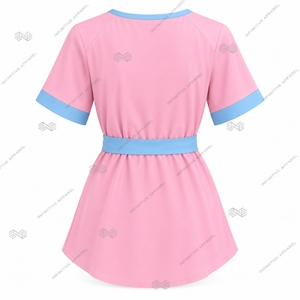 ชุดเดรสทูนิคผู้หญิงแบบมีเข็มขัด JJOA Jack and Jill of America สีชมพู สีฟ้า ปักลาย แขนสั้น สำหรับขายส่งและสั่งทำได้ - Product Image 2