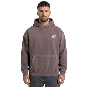 Sweat-shirt à capuche surdimensionné délavé pour homme, personnalisé OEM, style vintage, manches longues, poche avant, coupe décontractée, logo brodé - Product Image 4