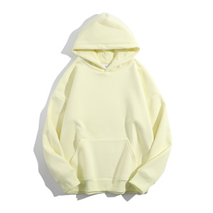 Vente en gros Sweat à capuche pour homme 100% Coton épais 420 g/m² en molleton uni, sans cordon, coupe oversize, avec logo brodé personnalisé - Product Image 5