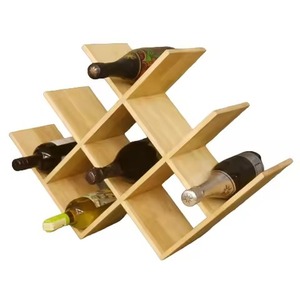 Support à vin multifonctionnel moderne en bois, présentoir géométrique fait main en bois massif pour comptoir, pour la maison - Product Image 2