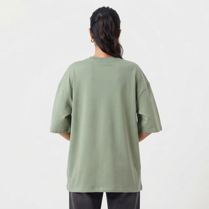 <b>Women</b> Oversized Drop Shoulder T Shirt Oversized Cotton Tee Solid Color Half Sleeve Streetwear <b>Top</b> Custom Printing Private Label - Product Image 4