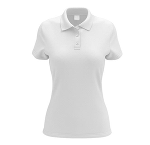 เสื้อโปโลผู้หญิงดีไซน์ล่าสุด แขนสั้น สีขาวไล่เฉดสีพีช ผลิตตามสั่ง เสื้อโปโลระบายอากาศสำหรับฤดูร้อนสำหรับผู้หญิง - Product Image 3