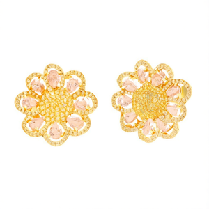 14K Gold Plated Floral American Diamond Earrings for Wedding Party Gift - Product Image 1
