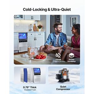 Macchina Professionale per Ghiaccio da Banco con Pompa, 130 Libbre/24H, 33 Libbre di Capacità, 45 Cubetti per Ciclo - Product Image 5