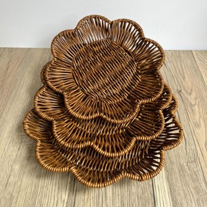Rattan Serving <b>Tray</b> Flower Shape Woven Food Plate <b>Snack</b> Display <b>Tray</b> for Catering Table Decor - Product Image 3